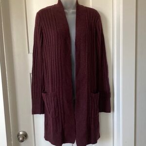 Beautiful Open Cardigan,size-XS, burgundy, 55% cotton,machine washable, packets.